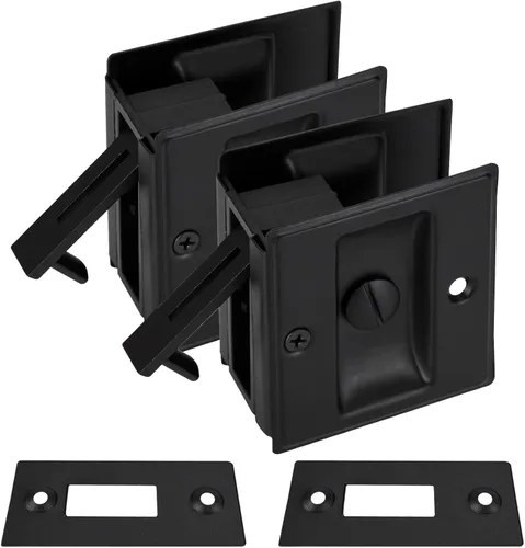 Miniatura 8 de HOME MASTER HARDWARE Cerradura de puerta de bolsillo de privacidad para reemplazar las cerraduras de puerta corredizas dañadas o viejas, latón Negro