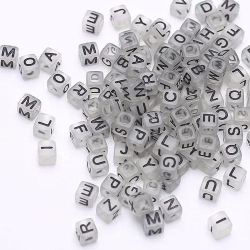 Miniatura 3 de 1000 piezas de cuentas cuadradas luminosas con letras, cuentas de cubo que brillan en la oscuridad, cuentas de letras luminosas acrílicas, cuentas
