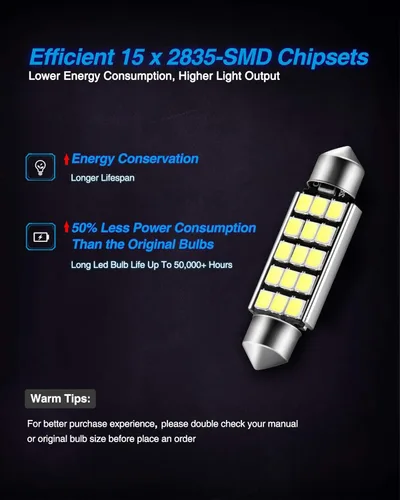 Miniatura 3 de Marsauto 578 bombillas LED extremadamente brillantes 400LM 2835 chipsets para interior LED, cúpula, mapa, puerta, bombillas 211-2 212-2 569 6411