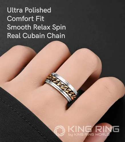 Miniatura 4 de King Ring Anillos Super Spinner de 0.315 in Segunda edición de anillos de acero inoxidable premium para hombres y mujeres Diseñado en Estados