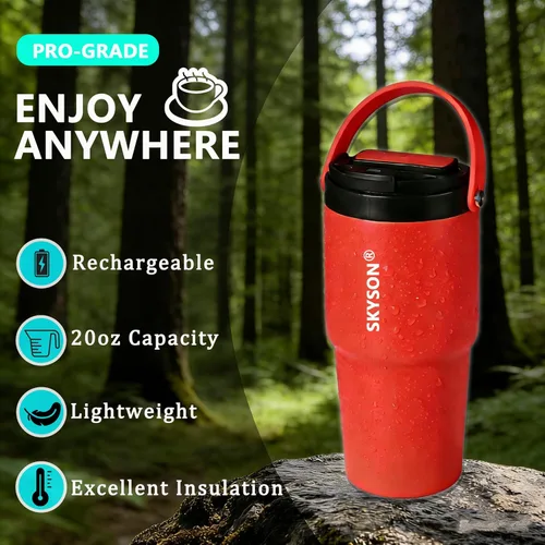 Miniatura 2 de Taza de café portátil para viajes, mini máquina de café expreso, taza térmica de 20 onzas con tapa, filtro eléctrico de extracción rápida, vaso