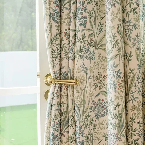 Cortinas florales de granja semiopacas para sala de estar de 84 pulgadas de largo, mezcla de lino y algodón, paneles de cortina bohemios con borla,