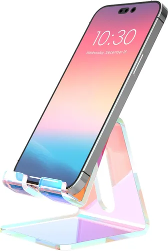 Miniatura 12 de Crpich Soporte acrílico para teléfono celular, soporte portátil para teléfono, soporte de teléfono blanco para escritorio, compatible con Phone16 15