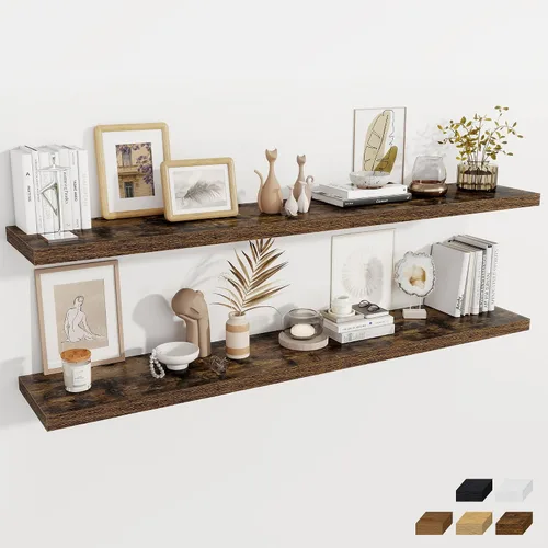 Miniatura 42 de Fun Memories Estantes flotantes de 12 pulgadas de profundidad, estantes de pared de madera de 16 x 12 pulgadas, estante de almacenamiento rústico