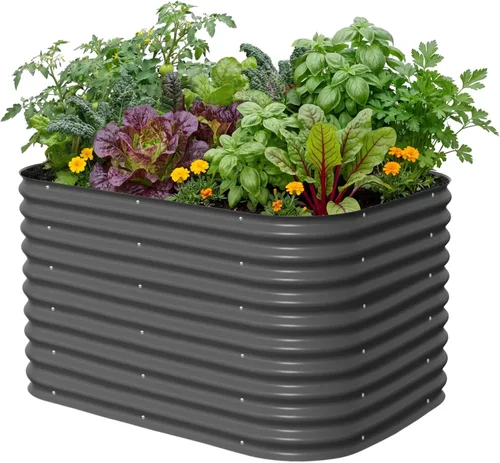 Miniatura 30 de Vego garden Jardinera elevada redonda de 32 pulgadas de alto y 42 pulgadas para jardín, para verduras, flores, patio, gris moderno