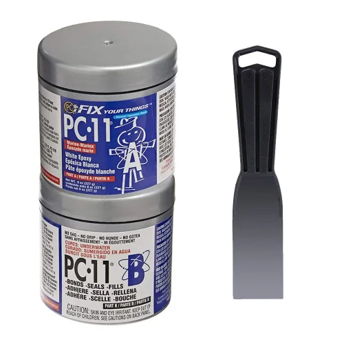 Miniatura 8 de PC-Products PC-11 Pasta adhesiva epoxi, grado marino de dos partes, 1 libra en dos latas, blanco roto 62118, paquete de 2