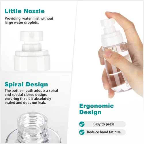 Miniatura 2 de Paquete de 3 botellas pequeñas de espray de 1 onza transparente, mini botellas de espray de niebla fina, recipientes portátiles vacíos recargables