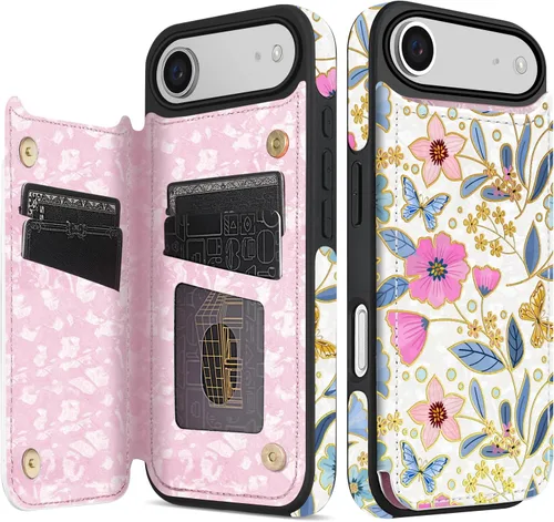 Miniatura 50 de NNH Funda tipo cartera compatible con iPhone Xs Max con bloqueo RFID, ranuras para tarjetas, folio de piel sintética, función atril, doble cierre