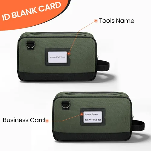 Miniatura 5 de Bolsa de herramientas, bolsa de herramientas pequeña de 12 pulgadas, impermeable, 600D, compartimentos dobles, organizadores de herramientas y caja