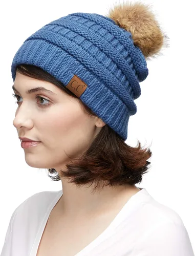 Miniatura 4 de Gorro unisex liso con pompón y ribete (HAT-43) de C.C Hatsandscarf Exclusives