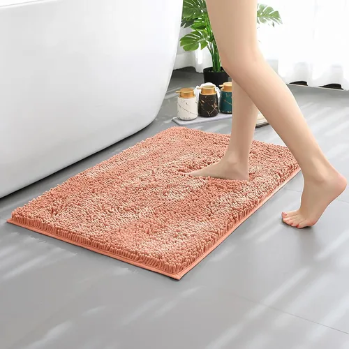 Miniatura 8 de Alfombras de baño de felpilla antideslizantes de 24 x 17 pulgadas, tapetes de baño para baño, ducha, color beige