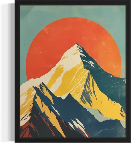 Miniatura 38 de Póster de paisaje, arte de pared retro vintage, galería de pintura de la naturaleza 22 (montañas Ades, 11 x 14 pulgadas, marco negro)