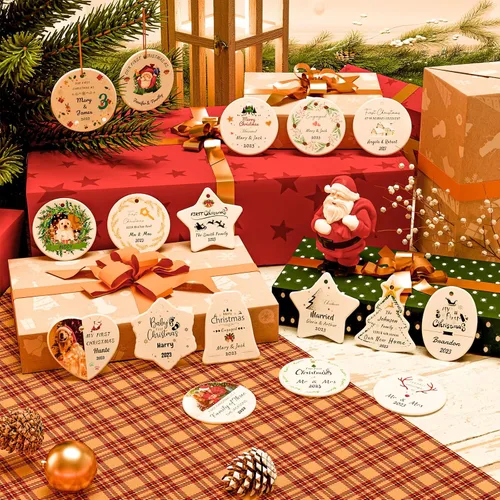 Miniatura 4 de Bemaystar Adornos de Navidad personalizados con foto 2025 – Adornos de Navidad personalizados con imagen y texto, decoración personalizada de árbol