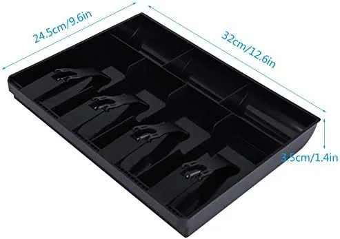 Miniatura 4 de Caja de caja registradora de efectivo, caja de efectivo de supermercado de cuatro segmentos insertada en la bandeja, reemplazo de 4 billetes y 3