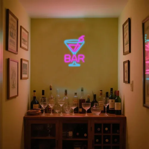 Miniatura 3 de Letrero de neón para bar de cócteles – Luz de barra LED de vidrio de Martini, arte de pared retro para el hogar, decoración de bar regulable