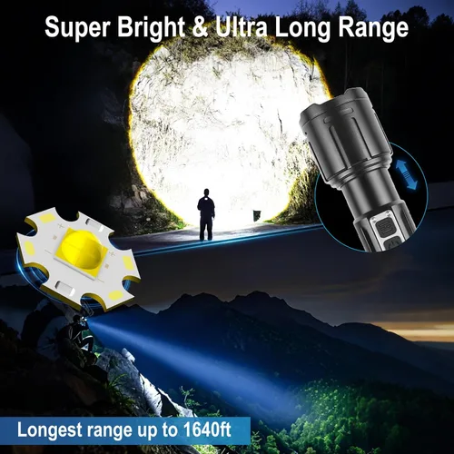 Miniatura 3 de Linternas recargables, linterna de bolsillo EDC de alto lúmenes con clip, 5 modos de luz de flash pequeña súper brillante potente para camping