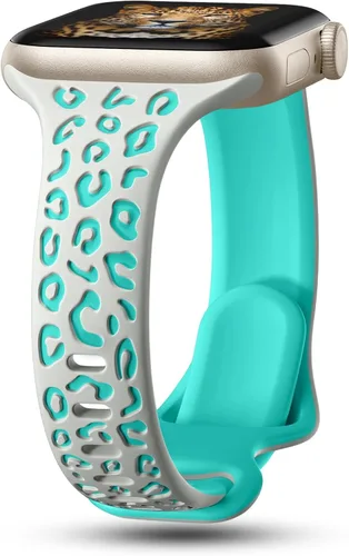 Miniatura 15 de CreateGreat Correas Delgadas con Grabado de Leopardo Compatibles con Apple Watch de 41mm 40mm 38mm 49mm 46mm 45mm 44mm 42mm para Mujeres, Correa