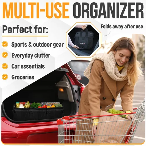 Miniatura 5 de FORTEM Organizador de maletero con enfriador para SUV, organizador y almacenamiento de automóvil, multicompartimento plegable, regalo de Navidad
