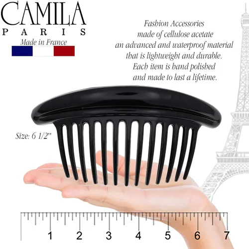 Miniatura 4 de Camila Paris MP978/2 - Peines laterales franceses para el cabello, peines curvados negros entrelazados, pinzas de pelo de sujeción fuerte