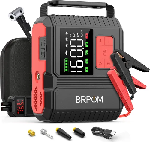 Arrancador de batería para automóvil con compresor de aire, 160 PSI 8000 A pico 26800 mAh (hasta todos los motores a gas o motor diésel de 12,0 L,