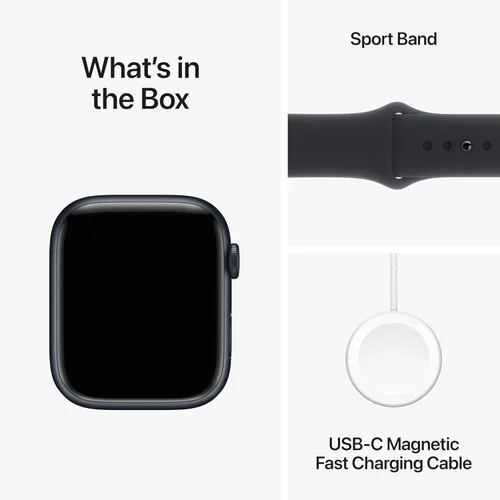 Miniatura 6 de Apple Reloj inteligente de la serie 9 [GPS 1.772 in] con caja de aluminio medianoche con correa deportiva de medianoche M/L. rastreador de fitness