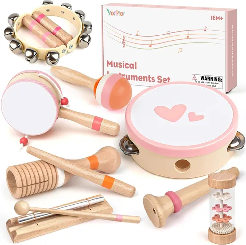 Juguetes musicales para regalos de cumpleaños de niñas de 2 y 3 años, juguetes Montessori de madera para niños de 2 años, instrumentos musicales 8