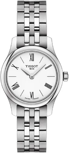 Tissot Tradition Reloj de acero inoxidable para señoras con esfera blanca fina T0630091101800