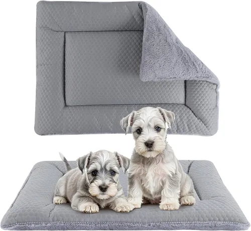 Tapete de cama para perro, almohadilla reversible para jaula, almohadilla suave para perrera, tapete lavable para jaula de perro (fresco y cálido),