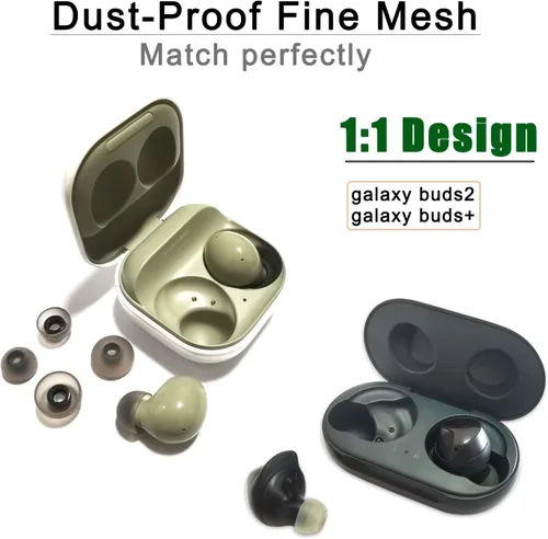 Miniatura 5 de Almohadillas de repuesto para Samsung Galaxy Buds 2/Buds+/Buds FE, puntas de silicona con aislamiento de ruido de malla fina, 6 pares S/M/L (negro)