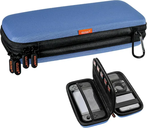 Miniatura 9 de Estuche de transporte rígido de doble capa, organizador de artículos electrónicos con múltiples bolsillos, bolsa portátil con cremallera para cable