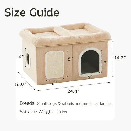 Miniatura 4 de WINDRACING Camas para gatos de interior - Casa extra amplia para mascotas y cama plegable para gatos con almohadilla para arañar, escondite