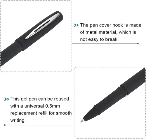 Miniatura 4 de PATIKIL Bolígrafos de gel de tinta negra, paquete de 20 bolígrafos de punta fina de 0.020 in, suministros de oficina de escritura suave con tapa