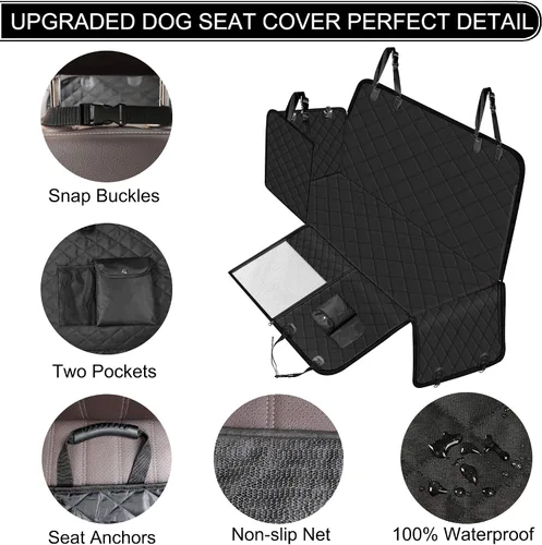 Miniatura 3 de Femuar Funda de asiento de coche para perro con bolsillos de almacenamiento, ventana visual de malla, impermeable, antideslizante, de servicio