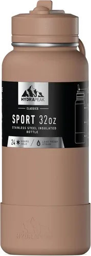 Miniatura 18 de Hydrapeak Botella de agua deportiva aislada de 32 onzas con tapa con popote, a prueba de fugas y derrames, mantiene las bebidas frías durante 24
