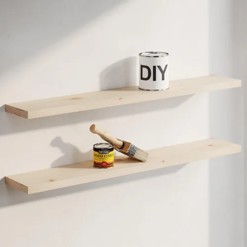 Miniatura 83 de Homeforia Estante flotante blanco de 48 pulgadas, estantes flotantes de madera maciza de alta gama de 48 pulgadas de largo para montaje en pared