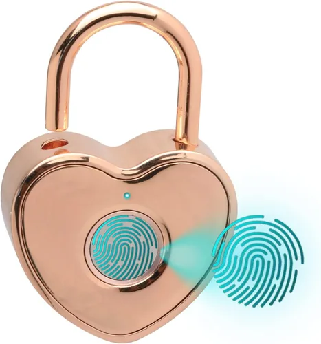 Candado de huellas dactilares en forma de corazón, pequeño candado inteligente para casillero de gimnasio, mochila, escuela, buzón, maleta de viaje