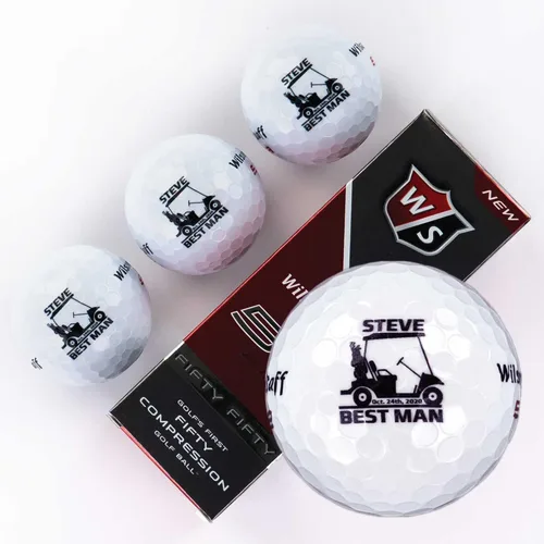Wilson - Funda de 3 pelotas de golf personalizadas para hombres, regalo de padrinos de boda, regalos para el padre de la novia, diseño personalizado