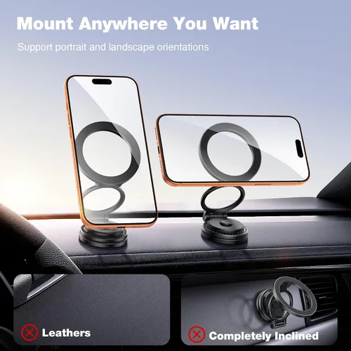 Miniatura 7 de GolbinBox Soporte de teléfono para automóvil MagSafe [rotación de 360°] soporte de automóvil para iPhone con diseño de metal, soporte plegable