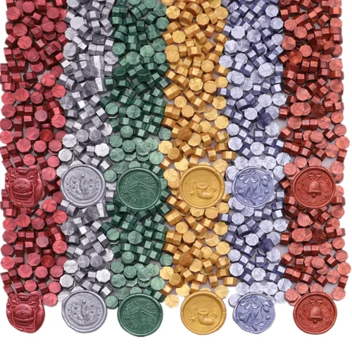 Miniatura 15 de 600 cuentas de sellado de cera, cuentas de cera de sellado negro para sello de cera, juego de cuentas de sellado de cera de oro antiguo con 6