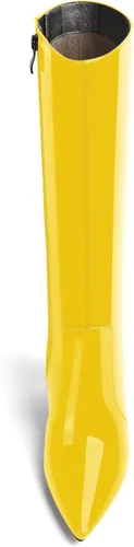 Miniatura 45 de AMBELIGHT Botas altas hasta la rodilla con cremallera y puntera puntiaguda para mujer, de patente sólida, tacón alto, 3.3 pulgadas