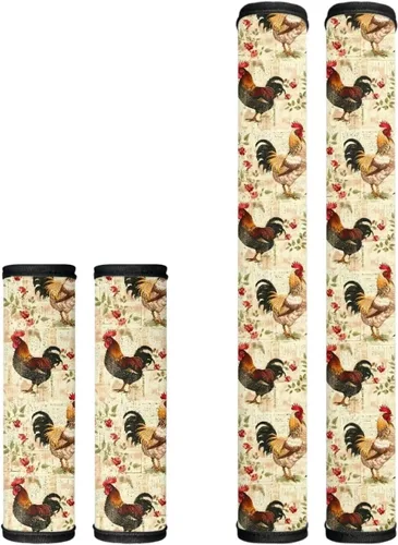 Miniatura 35 de Juego de 4 fundas protectoras de repuesto para manija de puerta de refrigerador con temática de té de la tarde para microondas, horno, refrigerador