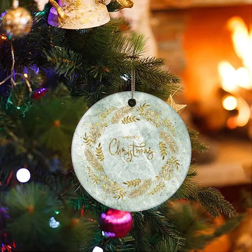 Miniatura 3 de Cheyan Adorno de Navidad de mármol de Navidad, adorno de árbol de Navidad para decoración del hogar, adorno de porcelana de mármol natural, adorno