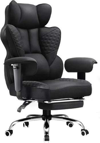 Miniatura 11 de COMHOMA Silla de Oficina de Escritorio 400LBS Sillas de Oficina Grandes y Altas Sillas Ergonómicas para Juegos con Asiento Ancho Silla de Cuero
