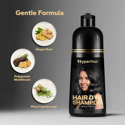 Miniatura 5 de Champú de tinte para cabello negro, champús para cabello tratado con color, champú de tinte para el cabello 3 en 1, tinte para cabello negro