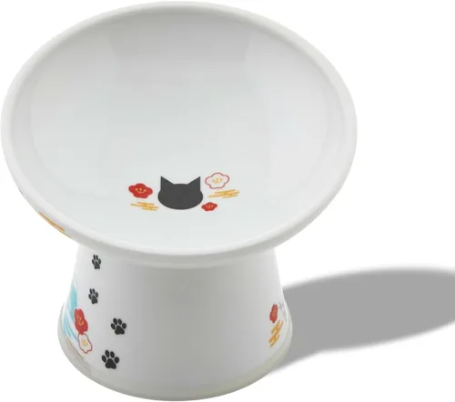 Miniatura 23 de Tazón elevado de comida para gatos Necoichi – Tazón elevado de cerámica para gatos para fatiga de bigotes y cuello, apto para lavavajillas