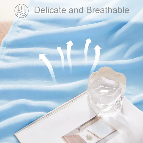 Miniatura 6 de Exclusivo Mezcla Manta de vellón para sofá, cama, súper suave y cálida, para uso en todas las estaciones, acogedora, afelpada, ligera, azul hielo