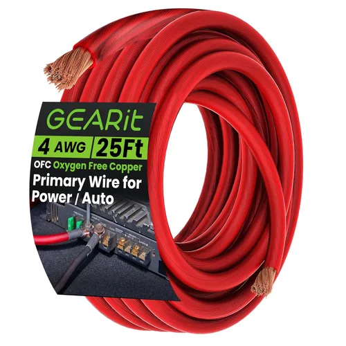 Miniatura 11 de GEARit Cable de tierra de cobre libre de oxígeno OFC calibre 1/0 (25 pies - Rojo translúcido) 0 AWG - Cable automotriz principal de Alambre