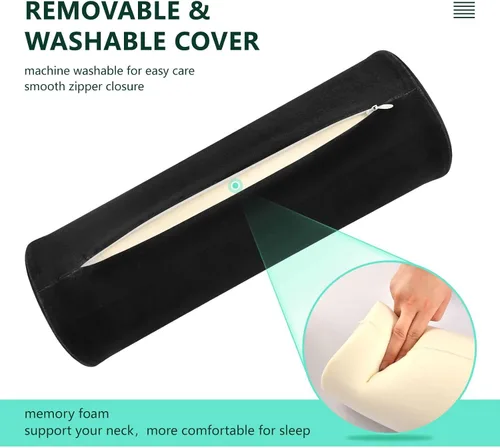 Miniatura 4 de Almohada de almohada cervical para el cuello, almohada redonda para espalda, almohada cilíndrica pequeña, soporte de espalda de espuma