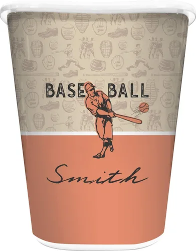 Miniatura 7 de YouCustomizeIt Cesta de basura de béisbol retro personalizada - doble cara (negro)