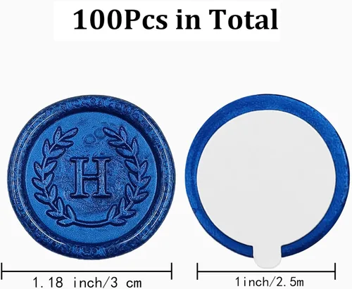 Miniatura 2 de 100 calcomanías adhesivas de cera con letra H azul, hechas a mano, sin necesidad de sellar, rasgar y usar calcomanías de cera para invitaciones